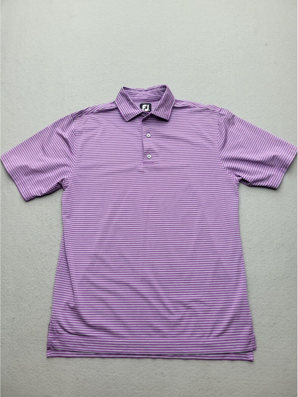 FootJoy Men's Polo Medium Purple Golf Polyester Blend Vietnam Striped